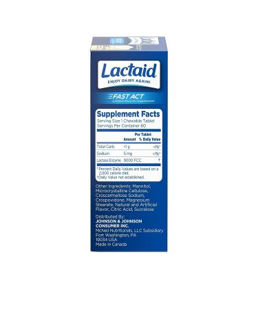 LACTAID Fast Act Chewables Vanilla Twist 60 ea - Pack of 3 | Digestive Support for Lactose Intolerance - Buy Online on GoSupps.com
