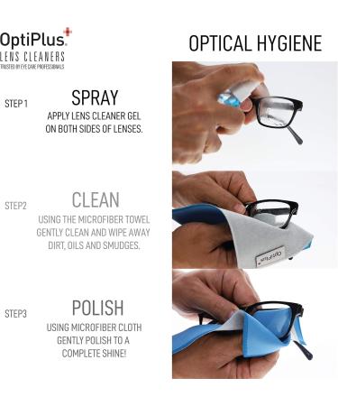 OptiPlus Anti-Reflective Gel Lens Cleaner & Microfiber Cloth | Streak-Free Glasses Cleaner for Crystal Clear Vision - Buy Online on GoSupps.com