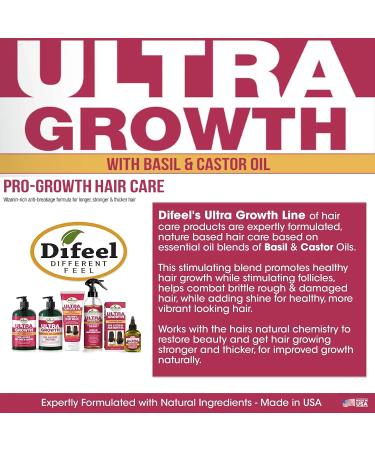 Difeel Ultra Growth Basil & Castor Hair Oil 8 oz. Leave-In Conditioning Treatment - Buy Online on GoSupps.com