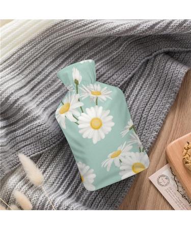 White Flowers Hot Water Bottle with Plush Cover - Hand Warmer for Adults & Children | 26.5x15.3cm - Ideal for Comfort & Warmth - Buy Online on GoSupps.com