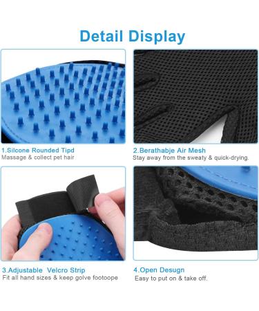 xjzx Upgrade Version 2PCS Pet Grooming Gloves - Gentle Deshedding Brush Mitt for Dogs & Cats - Efficient Hair Remover & Massage Tool - Enhanced Five Finger Design - Blue - Buy Online on GoSupps.com