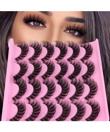 Yawamica 16mm Mink False Lashes Pack - 12 Pairs Natural Cat Eye Wispy 5D Volume Fake Eyelashes - Buy Online on GoSupps.com