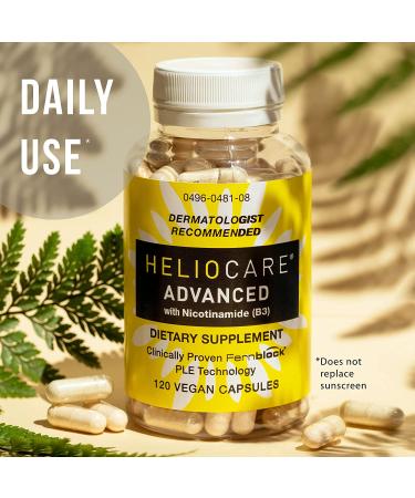 Heliocare Advanced Nicotinamide 500mg + Fernblock PLE Extract 240mg - Skin Cell Health Support with Antioxidant Niacinamide - 120 Vegan Capsules - Buy Online on GoSupps.com