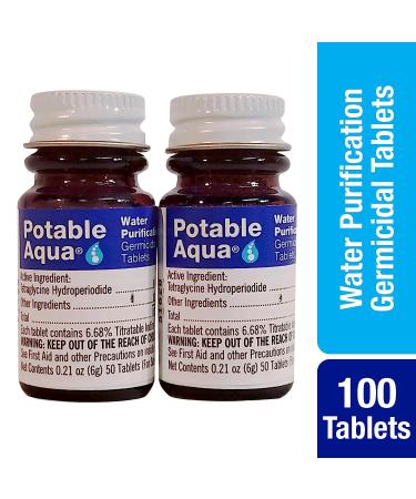 Potable Aqua Water Purification Tablets - 100 Count Twin Pack for Effective Water Treatment - Buy Online on GoSupps.com
