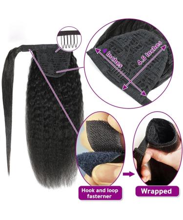 Luovce Ponytail Extension Human Hair Kinky Straight Ponytail Hair Extension 16 inches 16 inches Ponytail - Buy Online on GoSupps.com