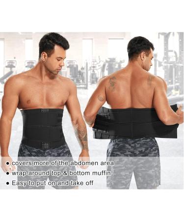 Bafully Men's Abdominal Belt - Sweat Sauna Waist Trimmer & Body Shaper with Velcro - Fitness & Sports Black - Buy Online on GoSupps.com