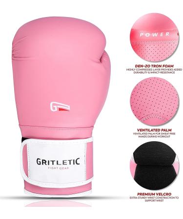 Gritletic Boxing & MMA Training Gloves - Supreme Unisex Kickboxing Gloves in Pink - Available in 8, 10, 12, 14 & 16oz - Buy Online on GoSupps.com