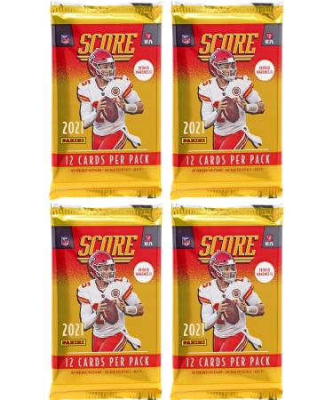 2021 Score NFL Football Collection of FOUR (4) Factory Sealed Packs with 48 Cards! Loaded with ROOKIES & INSERTS! Look RC & AUTOS of Trevor Lawrence, Justin Fields, Zach Wilson & Many More!
