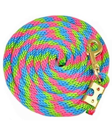 Mustang Poly Lead Rope 9ft. with Bolt Snap Hot Pink/Aqua/Lime