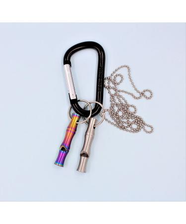 Real Sic Steel Emergency Whistle Keychain - Loud Portable Safety Whistle for Survival & Pet Training - Bamboo Rainbow & Silver - Buy Online on GoSupps.com
