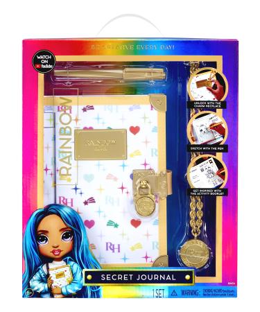 Rainbow High Secret Journal- Fashion Journal with Lock, Activity Book, Pen, and Necklace Charm to Unlock Your Creative Ideas, Kids 6-12 Years,Multicolor