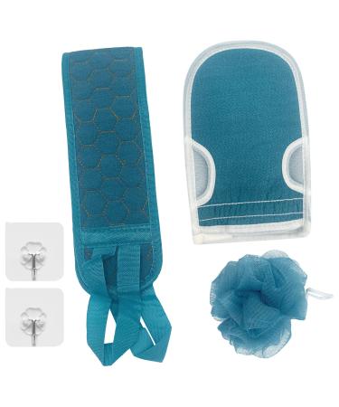 Exfoliating Back Scrubber  Exfoliating Glove and Bath Sponge Set for Shower  Bath Exfoliating Body Scrubber for Men and Women Can Deep Clean Your Body (31.5    Green)