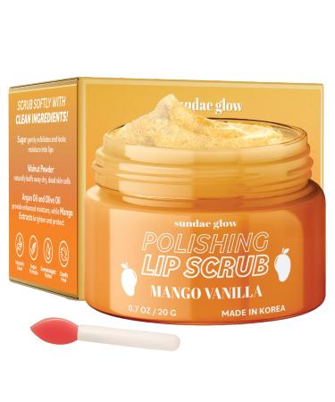 Sundae Glow Lip Scrub with Mango Vanilla Exfoliates Hydrates & Repairs Smooths Softens & Revitalizes Dry Lips Dermatologist Tested Korean Skin Care Clean Beauty Cruelty-Free 1 Pack