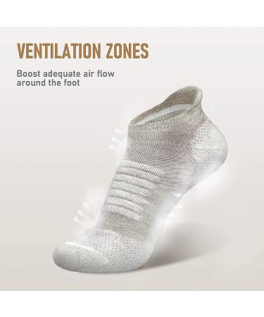 Samsox Merino Wool Running Socks - 2 Pairs | Made in USA | Cushioned Low-Cut Athletic Socks for Men & Women - Small-Medium | Oatmeal - Buy Online on GoSupps.com