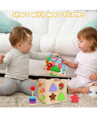 Kizfarm 8-in-1 Activity Cubes - Montessori Wooden Toys for 1 Year Olds | Motor Skills Development for Babies 12-18 Months | Perfect Birthday & Christmas Gift - Buy Online on GoSupps.com