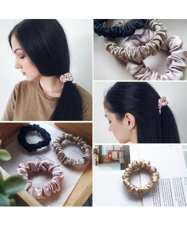 Lilysilk 100% Silk Hair Tie for Women Ponytail Holder Hair Bands Multi-way Packs (3 Thin Coffee Rings) - Buy Online on GoSupps.com
