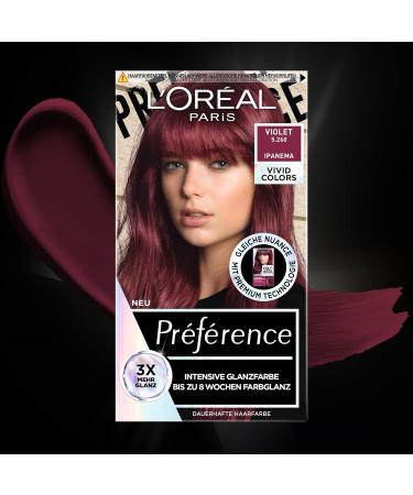 L'Or al Paris Intensive Permanent Hair Color 5.26 Violet - Long-Lasting Shine & Intensive Color (273 g) - Pr f rence Vivid Colors - Buy Online on GoSupps.com