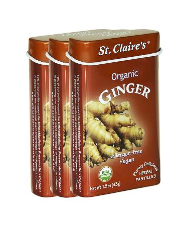 St. Claire's Organic Ginger Herbal Pastilles 1.5oz Tin Bundle of 3 | Gluten-Free, Vegan, GMO-Free | Made in USA in Allergen-Free Facility - Buy Online on GoSupps.com
