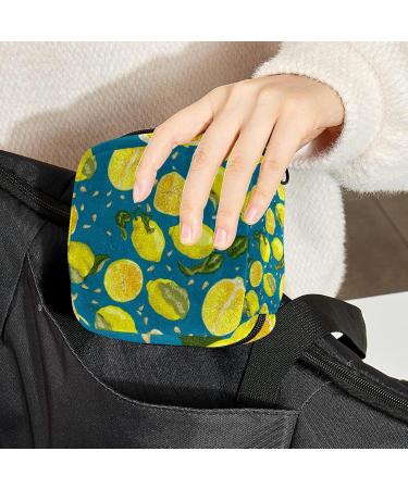 Menstrual Bag with Zipper for Women & Girls - Lemon Fruits & Leaves Design | International Shipping - Buy Online on GoSupps.com