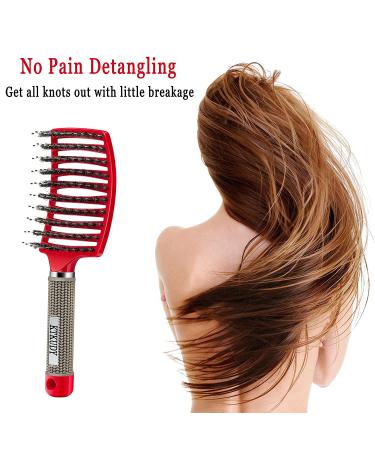 KTKUDY Detangling Brush with Boar Bristles for Women, Men & Kids - Curved Vented Design for Speed Drying - Red & White - Buy Online on GoSupps.com