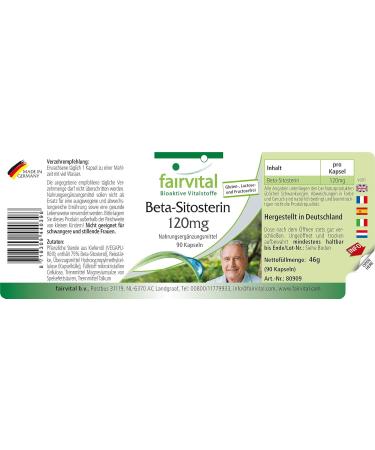Fairvital | Beta-sitosterol 120mg - box of 3 months - VEGAN - Highly dosed - 90 capsules - pine oil - Buy Online on GoSupps.com