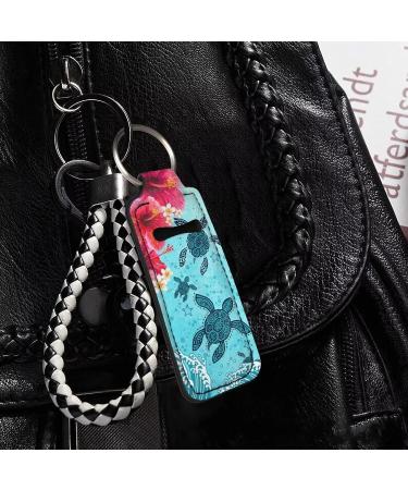 Tropical Flower Turtle Lip Balm Holder Keychain - Chapstick Tracker & Safeguard - Buy Online on GoSupps.com