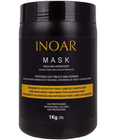 INOAR PROFESSIONAL - Macadamia Oil Premium Mask - Unique Blend of Macadamia Nut Protein and Wheat Protein to Condition and Intensely Moisturize the Hair ( 2lbs / 1 Kg )
