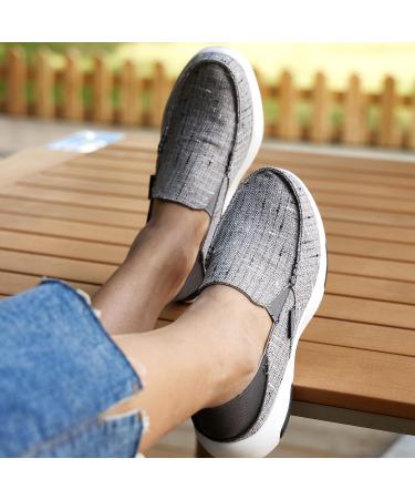 OrthoComfoot Women's Slip On Shoes with Arch Support - Black/Grey, Size 8.5 W2 | Orthopedic Slippers for Plantar Fasciitis Pain Relief - Buy Online on GoSupps.com