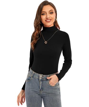 YepClick Women's Long Sleeve Turtleneck T-Shirt - Black, Medium | Lightweight & Cozy Base Layer Top - Buy Online on GoSupps.com
