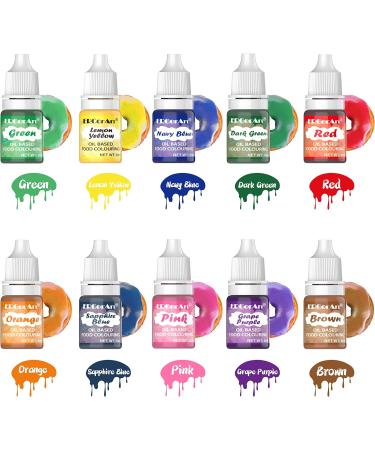ERCORART Oil Based Food Colouring Set - 10 Highly Concentrated Colors for Chocolate Fondant & More - 6ml Each - Buy Online on GoSupps.com