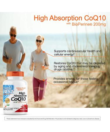 Doctor's Best High Absorption CoQ10 200 mg with BioPerine - 60 Veggie Softgels - Buy Online on GoSupps.com