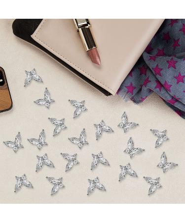 WOKOTO 20pcs 3D Butterfly Nail Charms for Women | Clear Crystal Rhinestone Decorations for Acrylic Nails | Silver Base Alloy Charms | Butterfly Nail Art Gems Kit - Buy Online on GoSupps.com