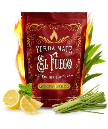 El Fuego Menta Limon 0 5kg | Th de mat fortement stimulant | Th de mat du Paraguay | Menthe et citron | Th de mat fum | Parfait pour terer | 500g