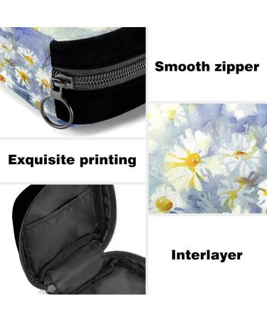 GIAPB Period Bag | Sanitary Napkin Storage | Pad Holder and Makeup Pouch | Watercolor White Camomile Design - Buy Online on GoSupps.com