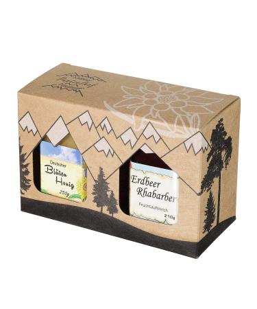 Allg u pleasure box-delicatessen gift set 250g of German honey and 210g handmade fruit-spread-attractive gift set made of force box