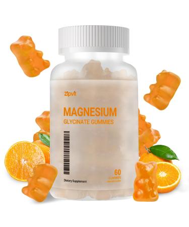 Magnesium Glycinate Gummies 1000mg - Sugar Free Magnesium Potassium Supplement with Vitamin D B6 CoQ10 for Calm Mood & Sleep Support - 60 Orange Gummies Orange 60 Count (Pack of 1)