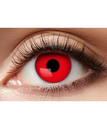 Balinco contact lenses colored without strength motif lenses eye lenses costume accessories for cosplay Halloween carnival carnival dia los muertos party festival rave (Solid red)