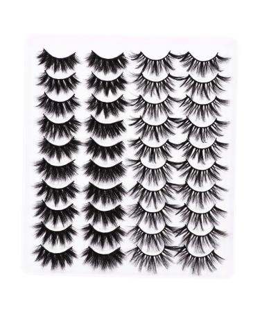 minkissy 20 Pairs Dense Eyelashes dense natural Imitation mix eyelash 3d Fake eyelashes Assorted set make up three-dimensional False Eyelashes cross Women False Eyelash eyelashes