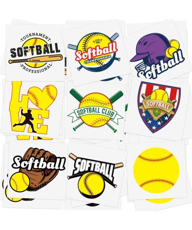 144 Pcs Softball Temporary Tattoos Baseball Tattoos Accessories Gifts Waterproof Players Temporary Stickers Ball Themed Birthday Party Decorations for Kids Girls Boys