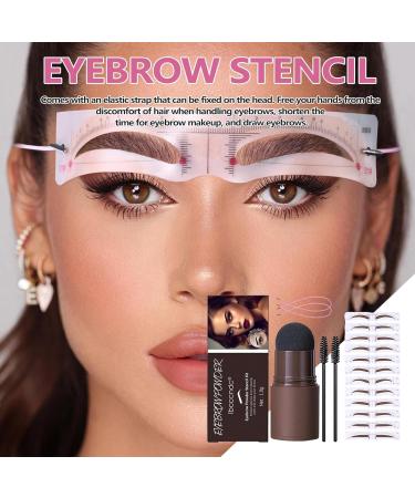 Eyebrow Stencil Kit - Long-Lasting Eye Brow Stamp Shaping Kit Reusable Eye Brow Stamp with 12 Eyebrow Templates for Beginner and Skilled Person Rowces Natural Brown - Buy Online on GoSupps.com