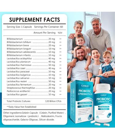 Probiotics 120 Billion CFUs 18 Strains 3 Prebiotics & Digestive Enzymes for Men Women,Digestive & Immune Support,Shelf Stable Non-GMO 60 Capsules - Buy Online on GoSupps.com