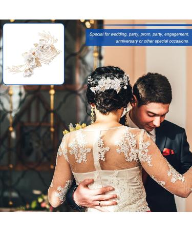 ibasenice Gold Artificial Flowers Crystal Ab Rhinestones Wedding Hair Comb Hair Combs for Women Accessories Wedding Hair Clips for Brides Wedding Comb Child Vintage White Gold Rhinestone - Buy Online on GoSupps.com