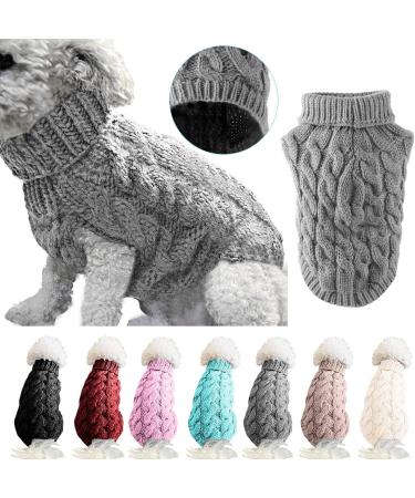 Shop Cozy Dog Roll Collar Knitting Sweater - Winter Coat for Small Medium & Large Dogs - Gray Size S - Buy Online on GoSupps.com