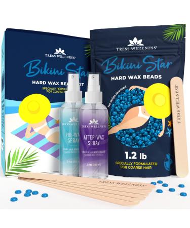 Tress Wellness Bikini Star 1.2lb Hard wax beads with Pre & After spray - For sensitive skin - Up to 50 waxes
