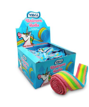Alex Sweets GmbH Vidal Unicorn Rolls Fruit Gum Roll with Strawberry Flavour Pack of 24 (24 x 19g Roll)