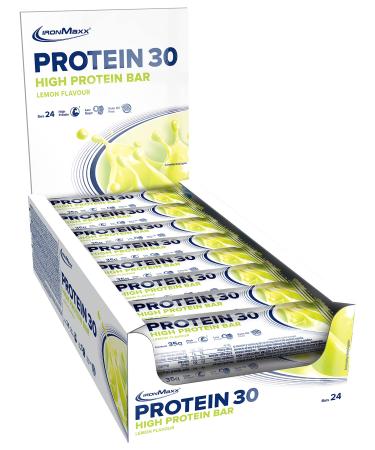 Ironmaxx protein 30 protein bar - Lemon 24 x 35g |Palm oil -free and gluten -free protein bar with vitamins |Suitable for sugar-reduced and low-carb diet Lemon 24 pieces (1 Pack)