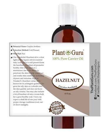 Organic Hazelnut Oil 4 oz - Cold Pressed 100% Pure Natural Carrier for Skin, Body, Face & Hair Growth - Moisturizer for Creams, Lotions, Lip Balm, Soap Making - Buy Online on GoSupps.com