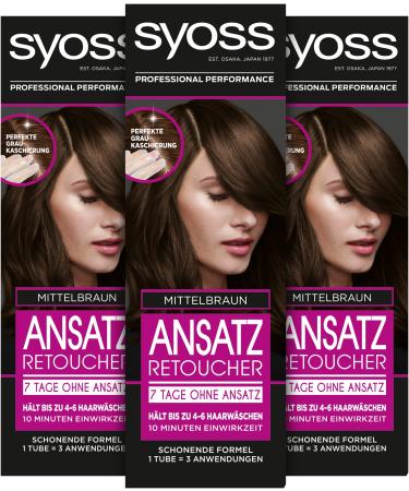 Syoss Syoss 3 x 60ml Rootless Semi Permanent Root Dye Medium Brown Level 1