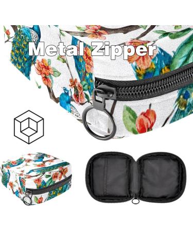 Beautiful Green Storage Bags for Women's Bandages - Peacock Tree Motif Large Menstrual Cup Pocket with Zipper Perfect for Pads Panty Liners and Tampons - Multi-Colored - Buy Online on GoSupps.com