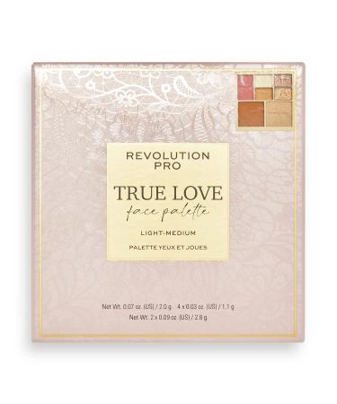 Revolution Pro True Love Eye & Face Palette Face Blusher/Bronzer/Highlighter x4 Eyeshadow Pans 7 Pan Multi-Use Makeup Palette Matte & Shimmer Finish Light - Medium Skin Tones